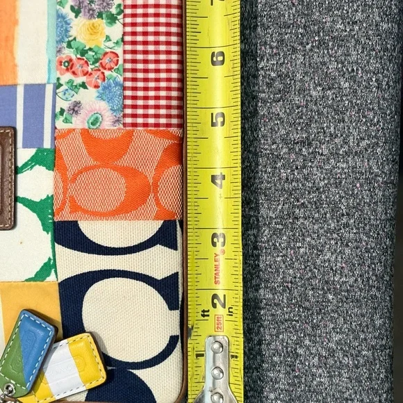 Coach Multicolor Patchwork Wristlet with Tan Leather Strap - Picture 8 of 11